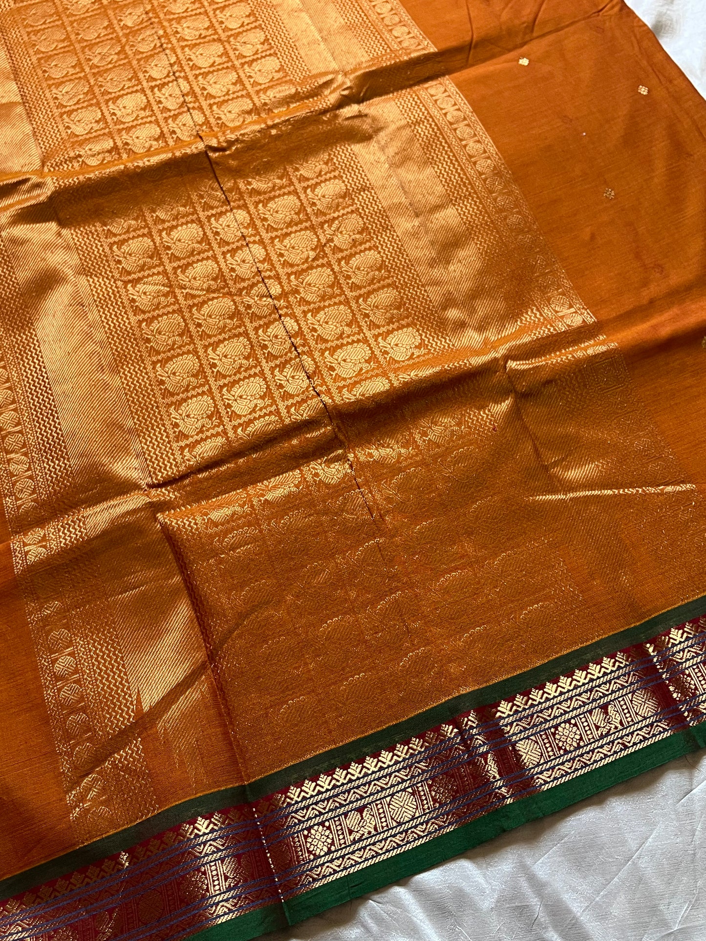Throne Edit | Orange 120 Count Mercerised Kanchi Cotton Saree
