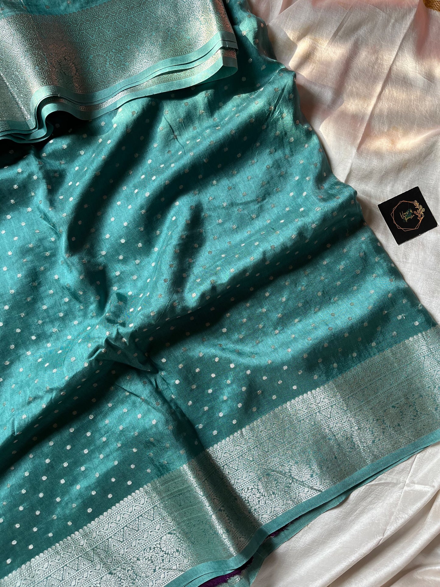 Dola Silk | Blue Saree with contrast blouse