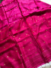 Handloom Matka Silk Saree with Muslin Pallu - Pink