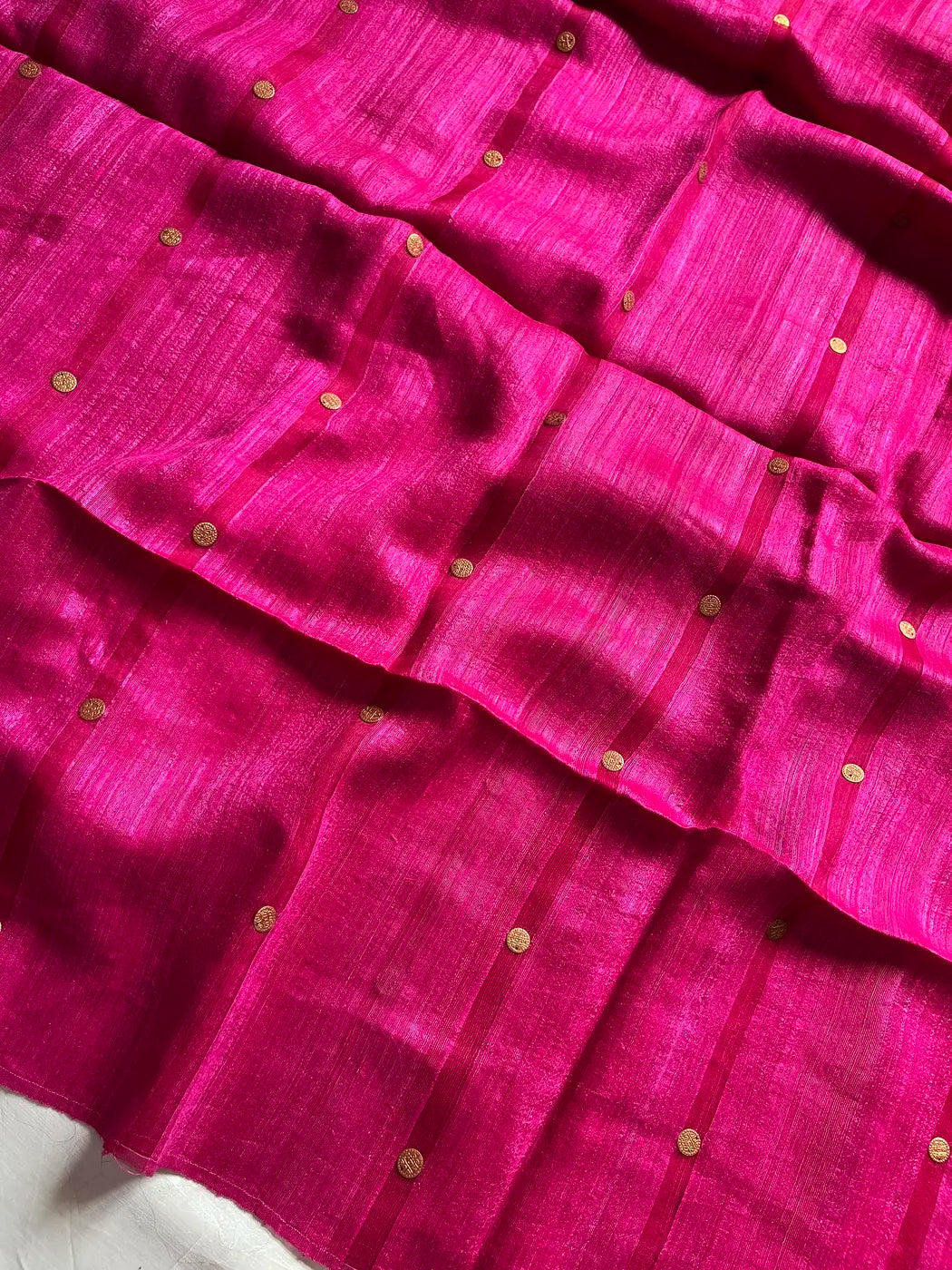 Handloom Matka Silk Saree with Muslin Pallu - Pink