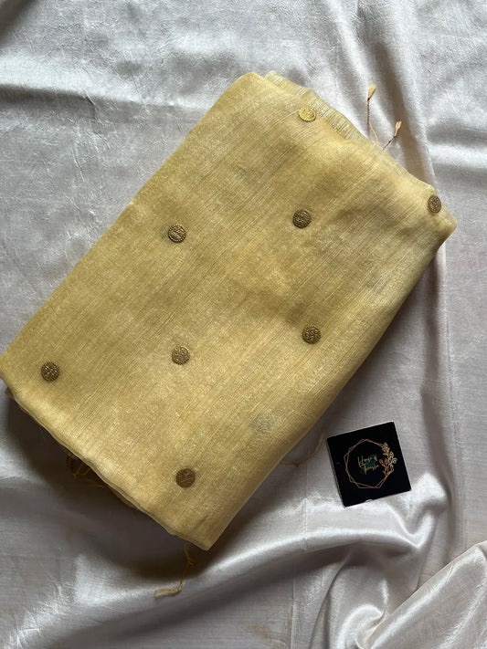 Handloom Matka Silk Saree with Muslin Pallu - Cream