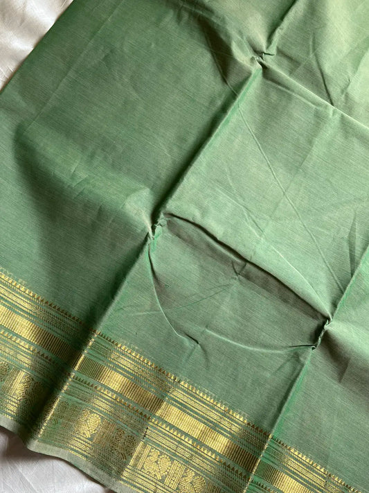 Subtle Weaves | Pastel Green Kanchi Cotton Saree