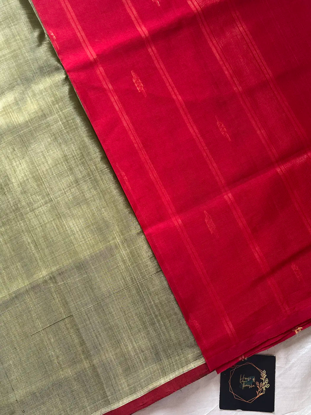 Vegan Silk Saree – Olive Ash | Handloom Art Silk