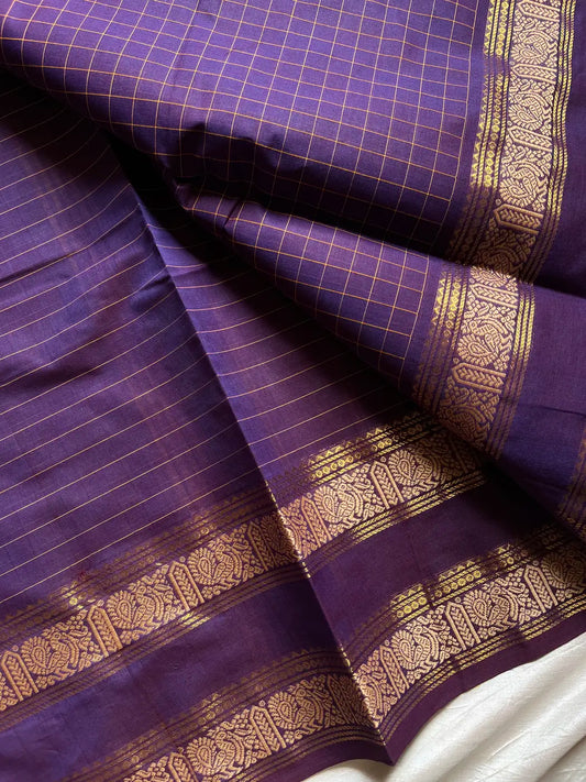 Kattam Edit – Purple Checked Chettinadu Cotton