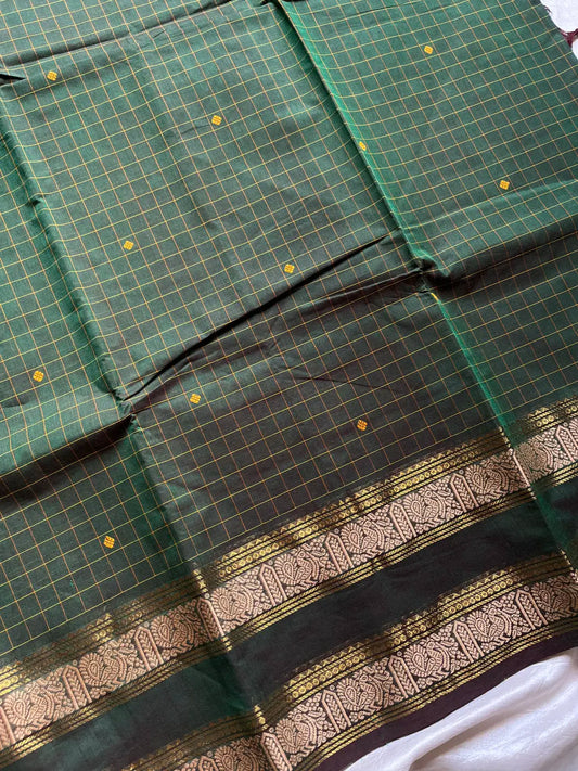 Kattam Edit – Dark Green Checked Chettinadu Cotton