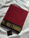 Minimal Border Edit - Maroon & Black Cotton Saree
