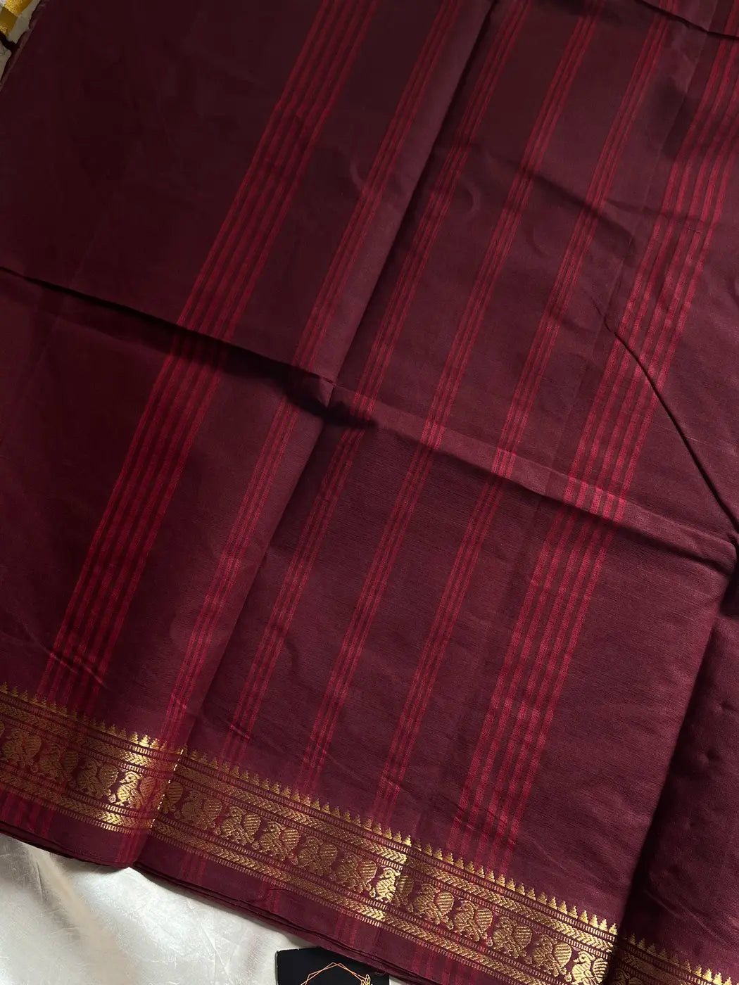 Minimal Border Edit - Chocolate Brown Cotton Saree