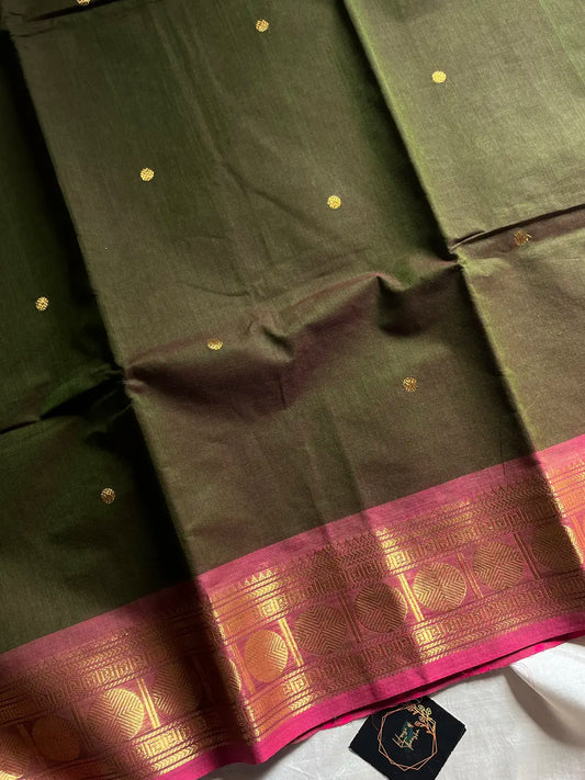 Vintage Loom Edit | Green Kanchi Cotton Saree