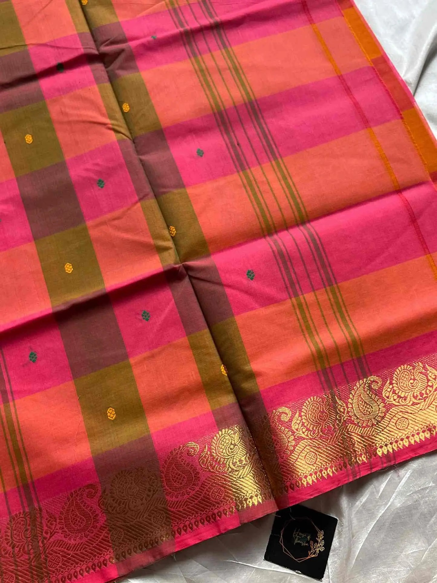 Chettinadu Cotton Saree | Kattam (without Blouse)