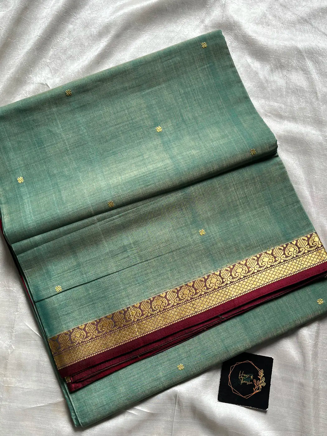 Vegan Silk Saree – Sea Green Handloom Silk