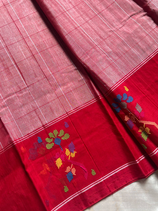 Chedibutta Saree - Handloom Vegan Art Silk - Red