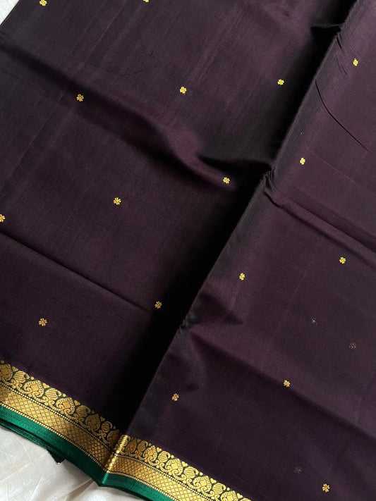 Vegan Silk Saree – Dark Purple Handloom Art Silk