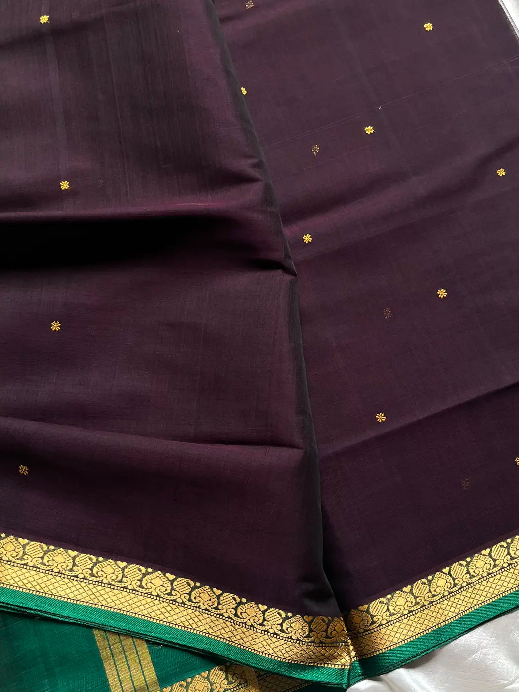 Vegan Silk Saree – Dark Purple Handloom Art Silk