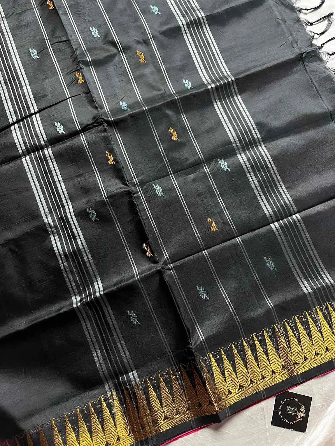 Vegan Silks | Chinnalampattu Saree – Pink with black