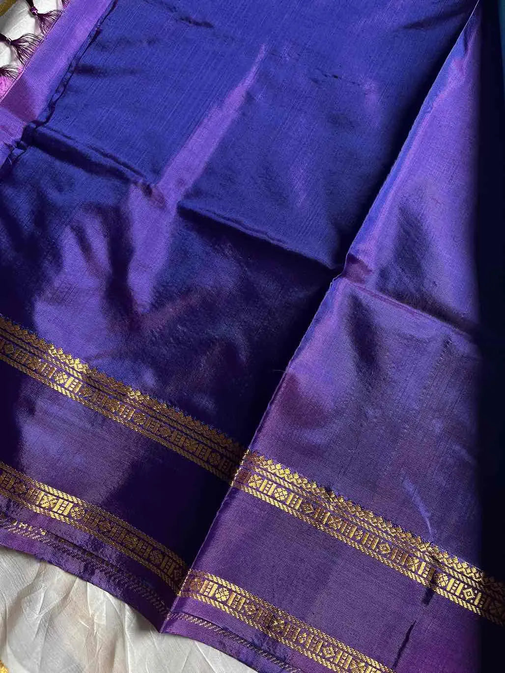 Handwoven vegan silk Chinnalampattu saree with rich zari borders from House of Thansha