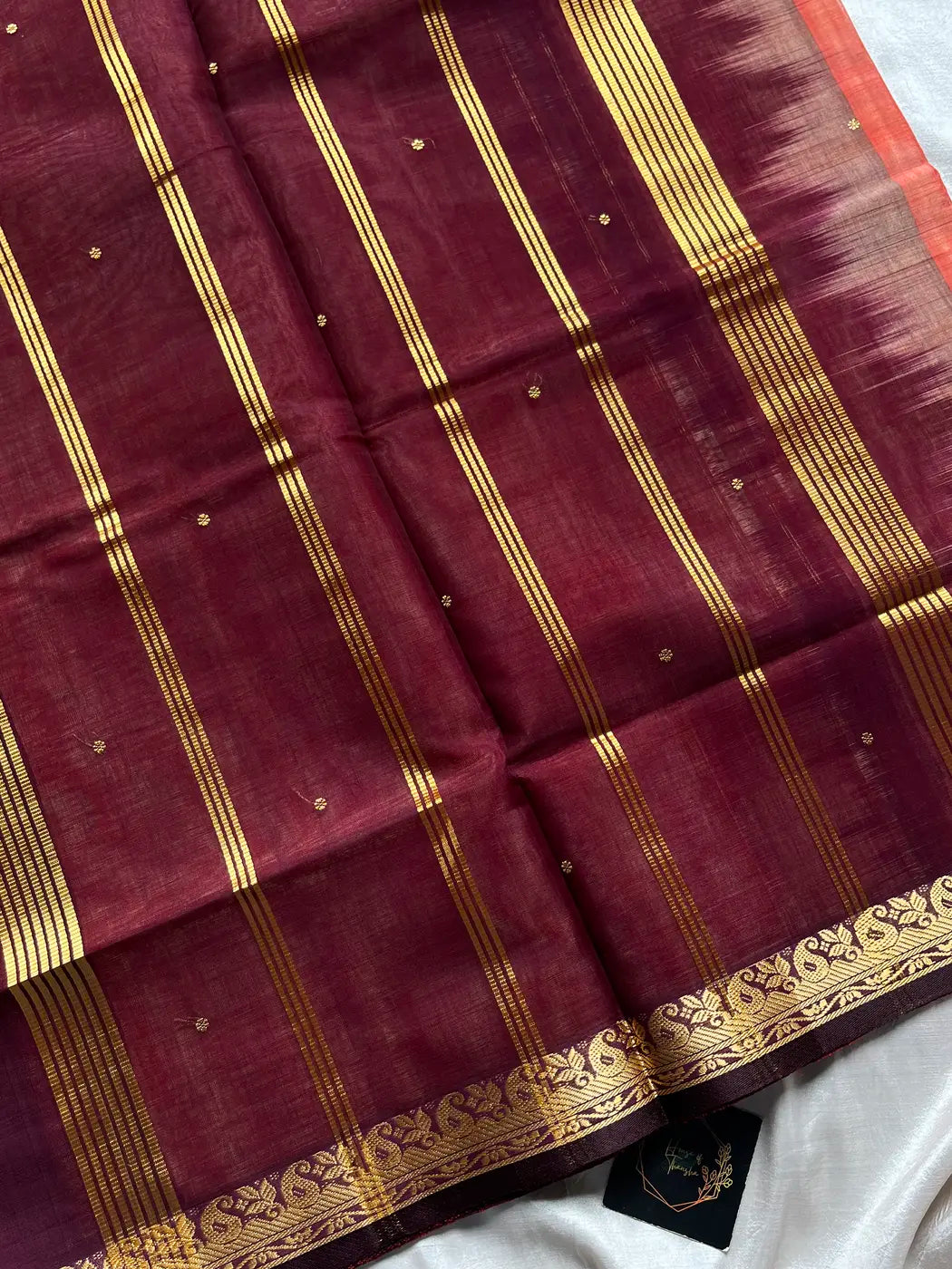 Vegan Silk Saree – Pastel Orange Handloom Art Silk