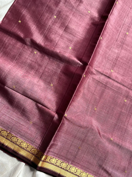 Vegan Silk Saree – Lilac Plum Handloom Art Silk