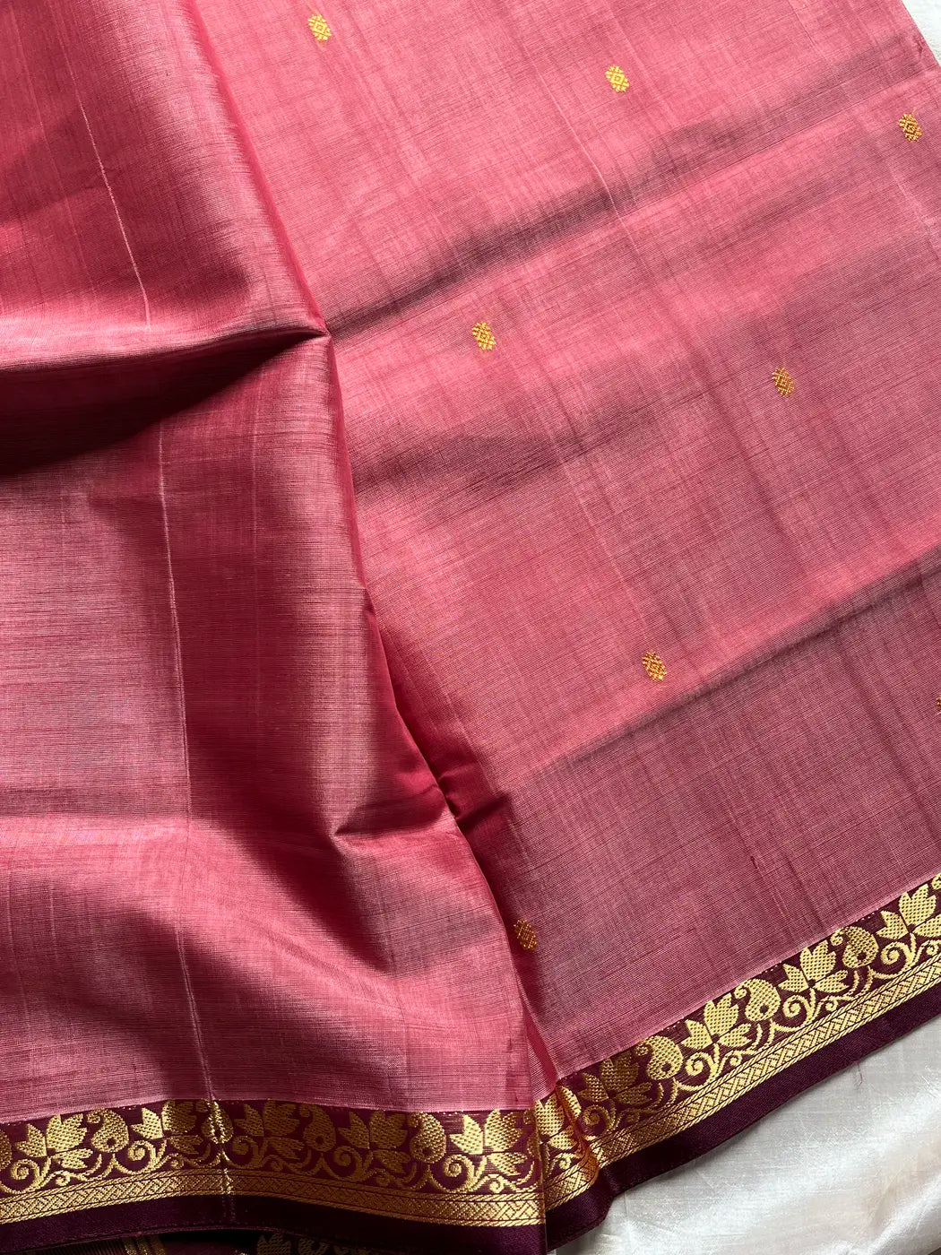 Vegan Silk Saree – Pastel Lotus Pink Handloom Art Silk