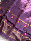 Handloom Silk Linen Jamdaani Saree - Purple