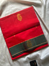 Vegan Silk Saree – Vibrant Red Handloom Art Silk