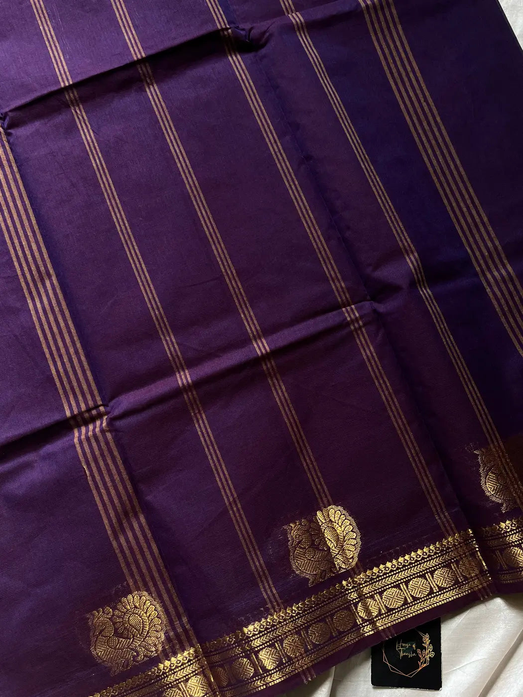 Minimal Border Edit - Royal Purple Kanchi Cotton Saree
