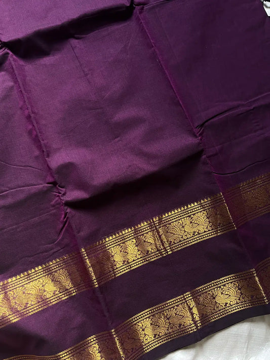 Subtle Weaves | Dark Purple Kanchi Cotton Saree