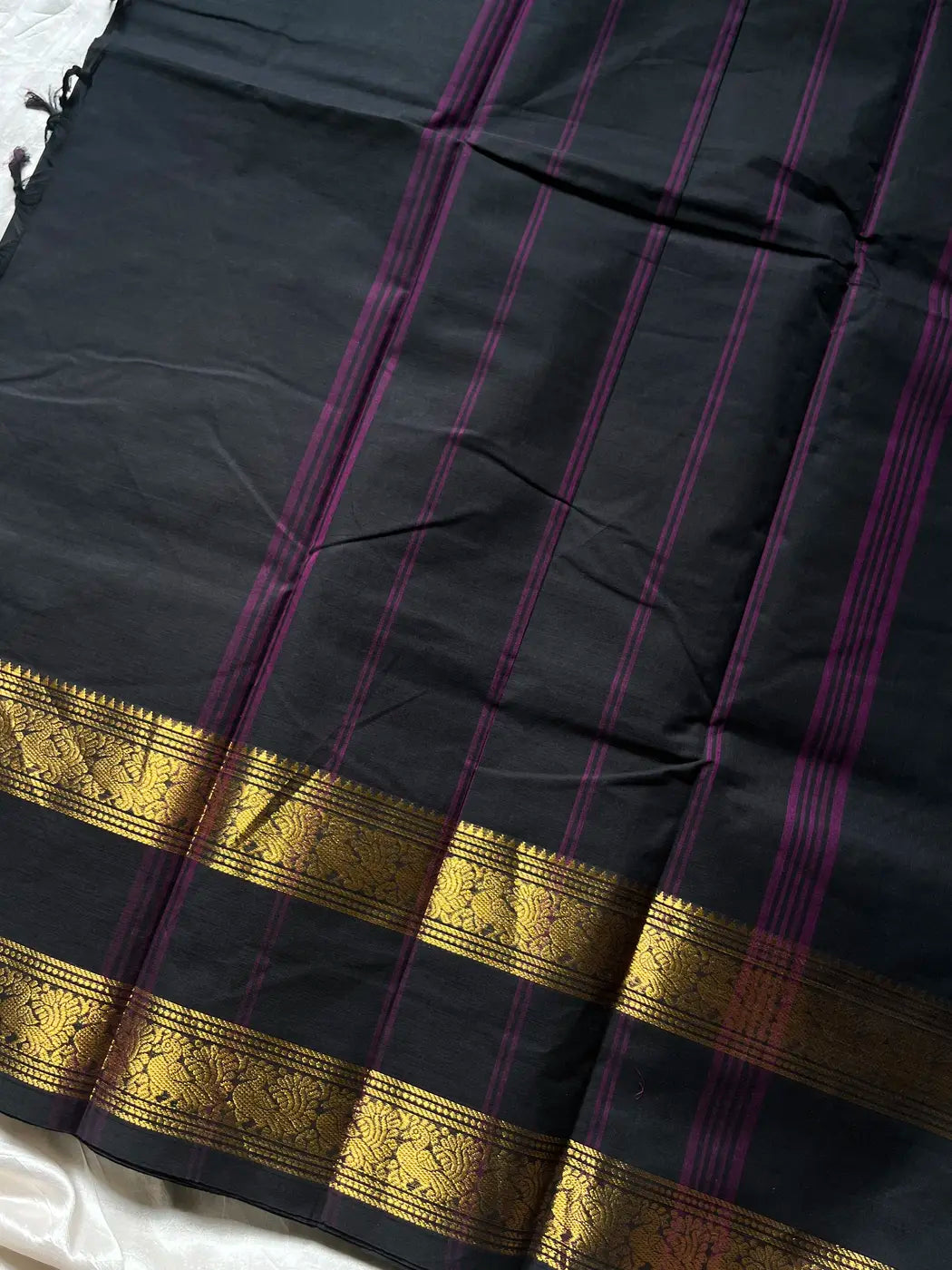 Subtle Weaves | Black Kanchi Cotton Saree