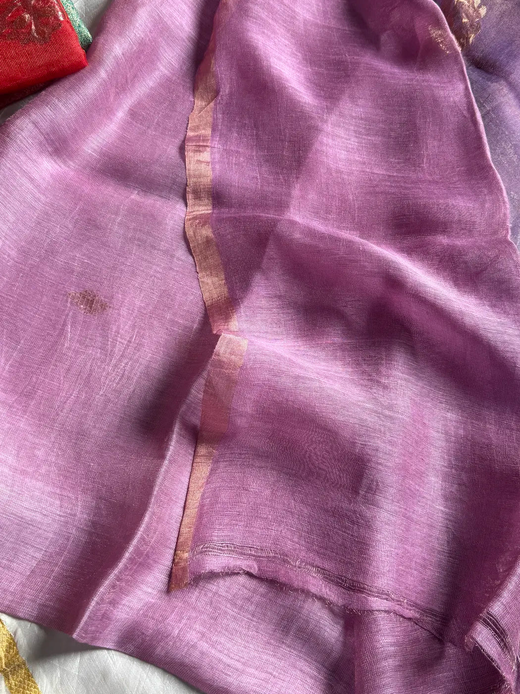 Handloom Silk Linen Saree - Pastel Lavender