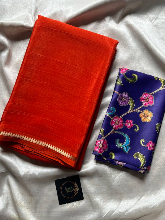 Semi Mysore Silk Saree – Orange