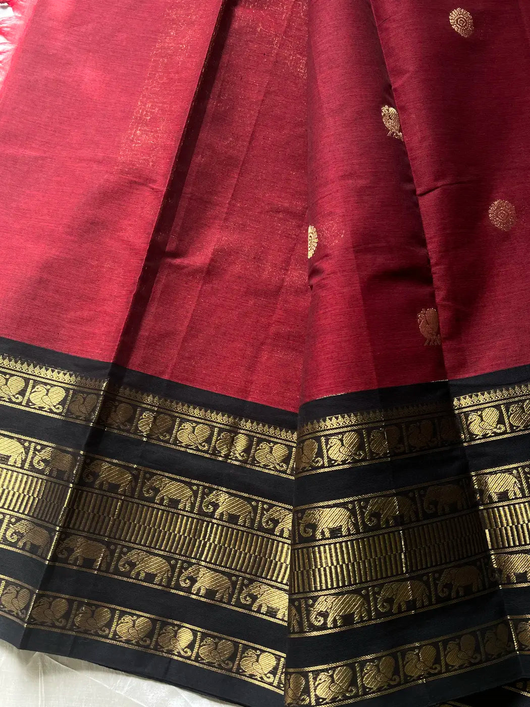 Throne Edit – Maroon & Black Kanchi Cotton Saree