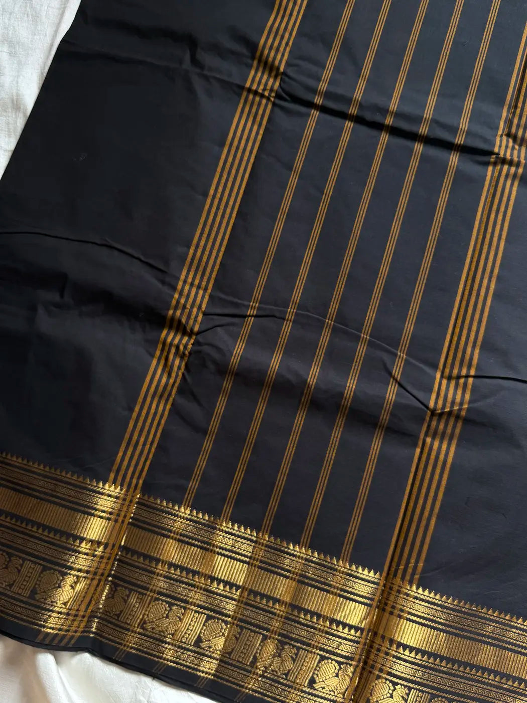 Subtle Weaves | Black Kanchi Cotton Saree