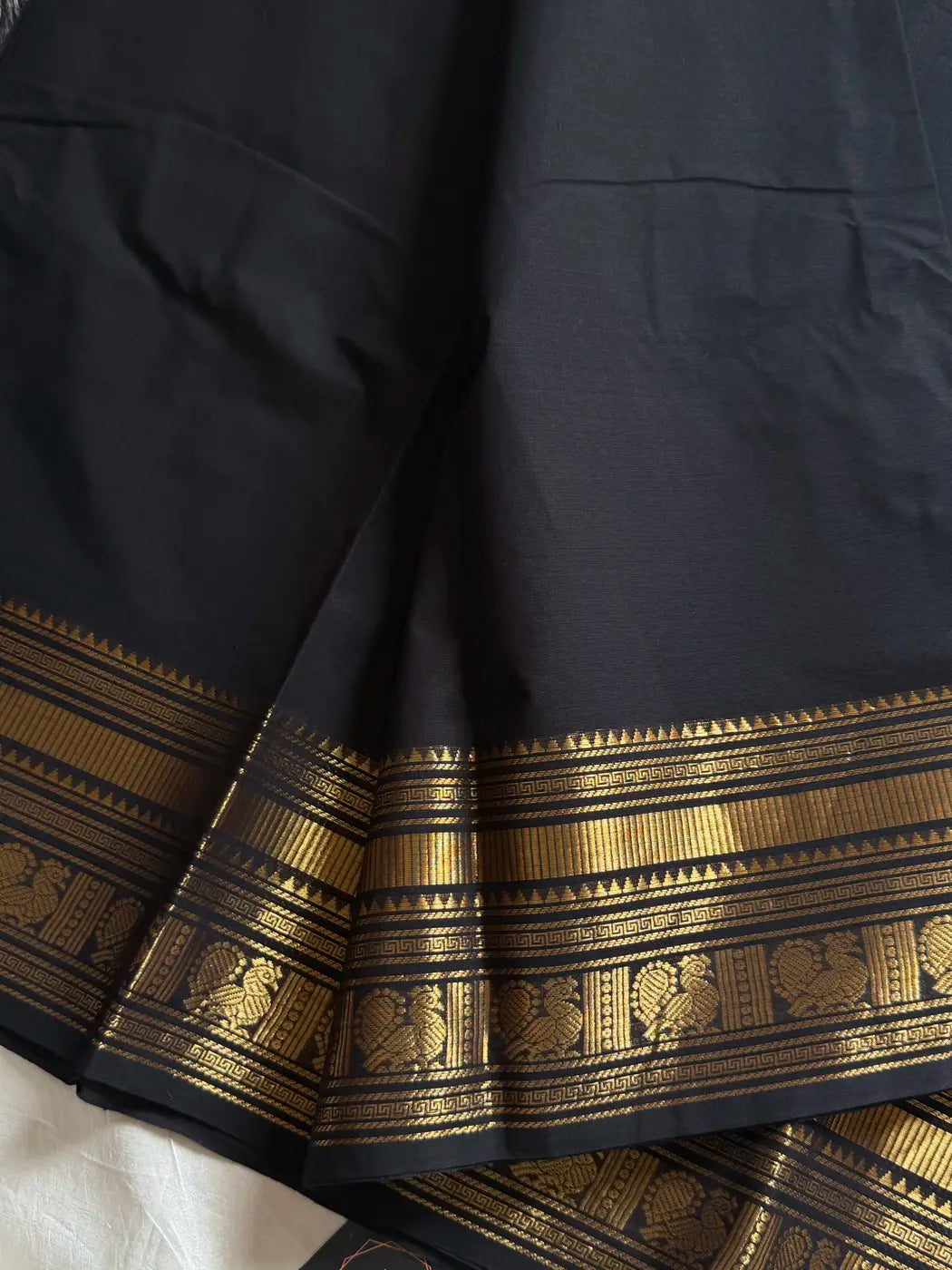 Subtle Weaves | Black Kanchi Cotton Saree