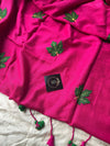 Pink Handpainted Khadi Cotton Saree, 6 meters, soft breathable fabric