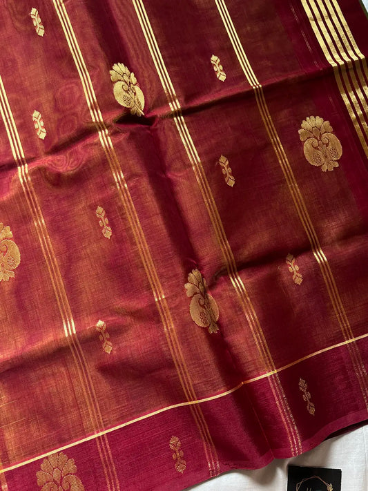 Vegan Silk Saree – Olive Gold