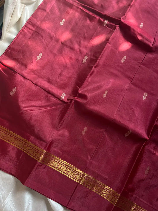Vegan Silks | Chinnalampattu Saree – Maroon & Beige