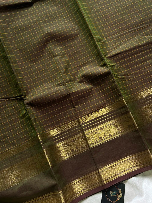 Kattam Edit – Earth Olive Chettinadu Cotton Saree