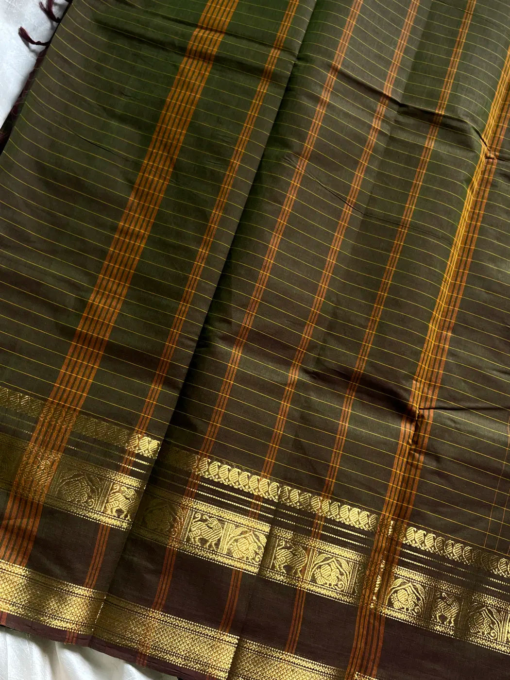 Kattam Edit – Earth Olive Chettinadu Cotton Saree