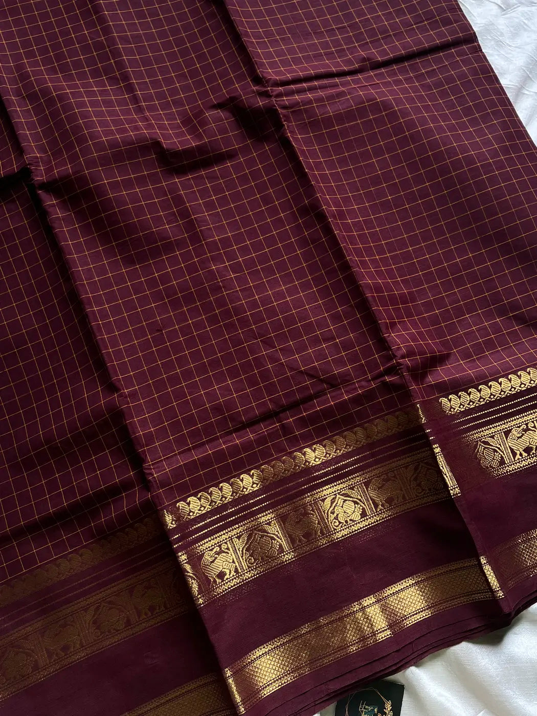 Kattam Edit – Brown Checked Chettinadu Cotton Saree