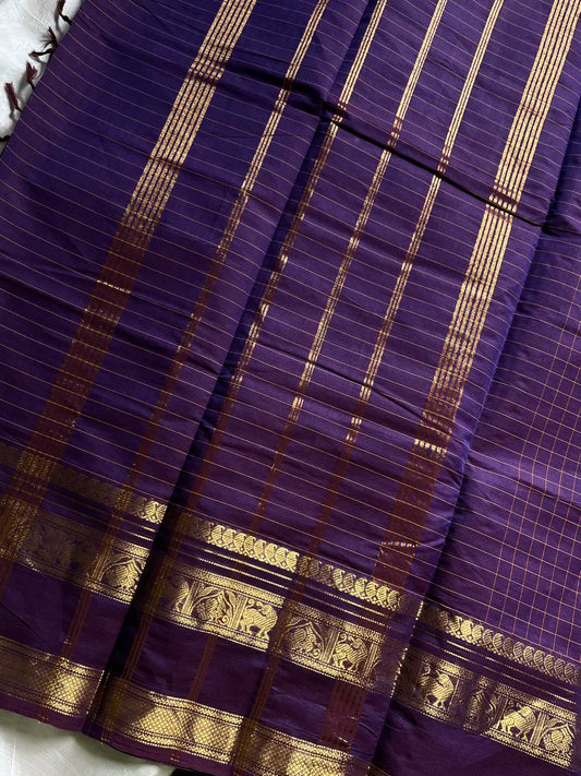 Kattam Edit – Purple Checked Chettinadu Cotton Saree