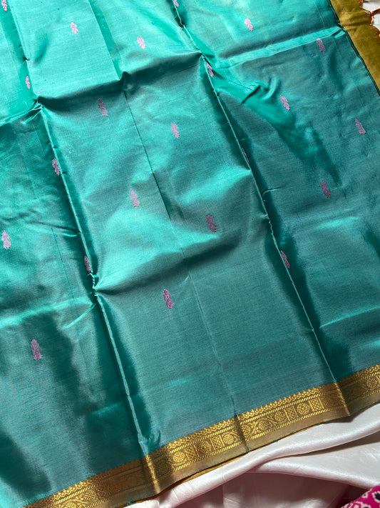 Vegan Silks | Chinnalampattu Saree – Turquoise Teal