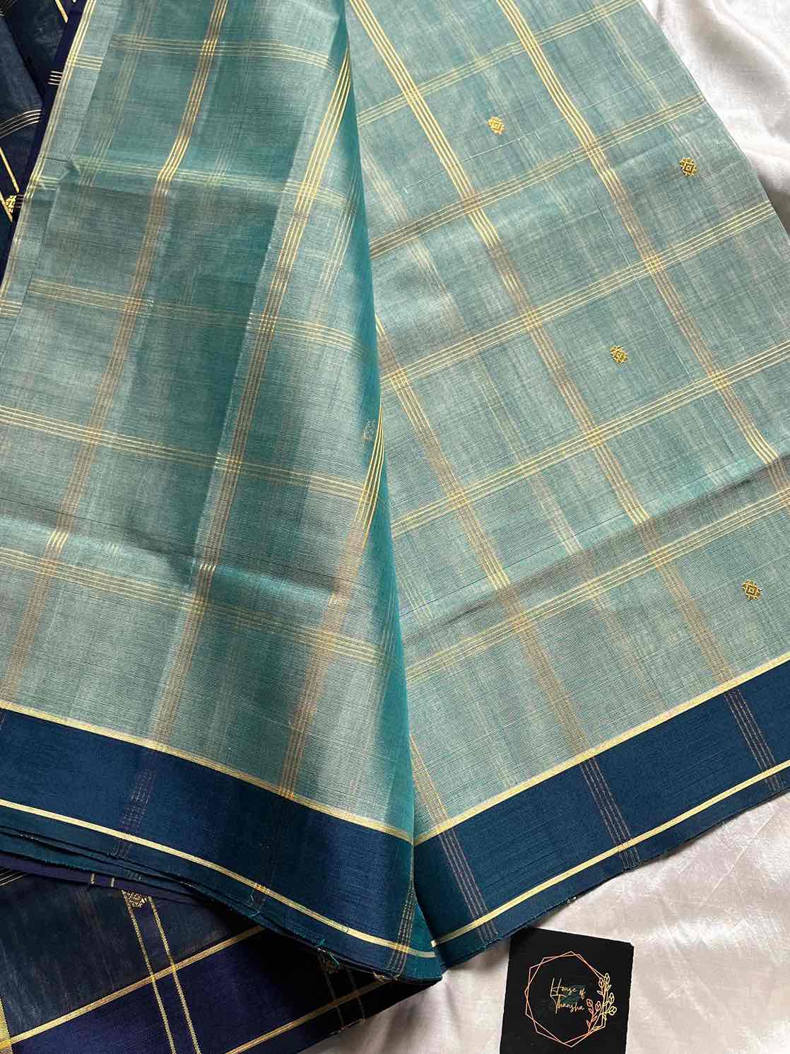 Vegan Weaves – Pastel Checked Handloom Art Silk Saree