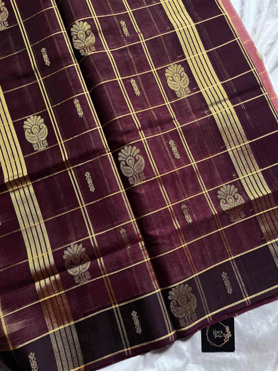 Vegan Weaves – Pastel onion pink Checked Handloom Art Silk Saree