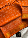 Madurai Sungudi Cotton Madisar 10 Yards - Orange