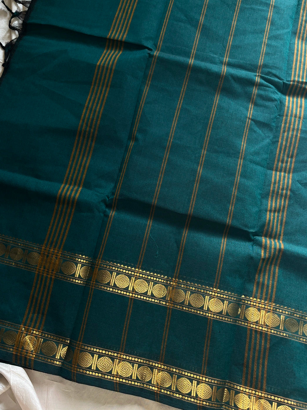 Subtle Weaves | Peacock Green Kanchi Cotton Saree