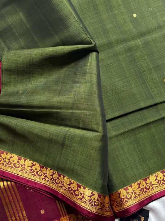 Vegan Silk Saree – Mehandi Green Handloom Silk
