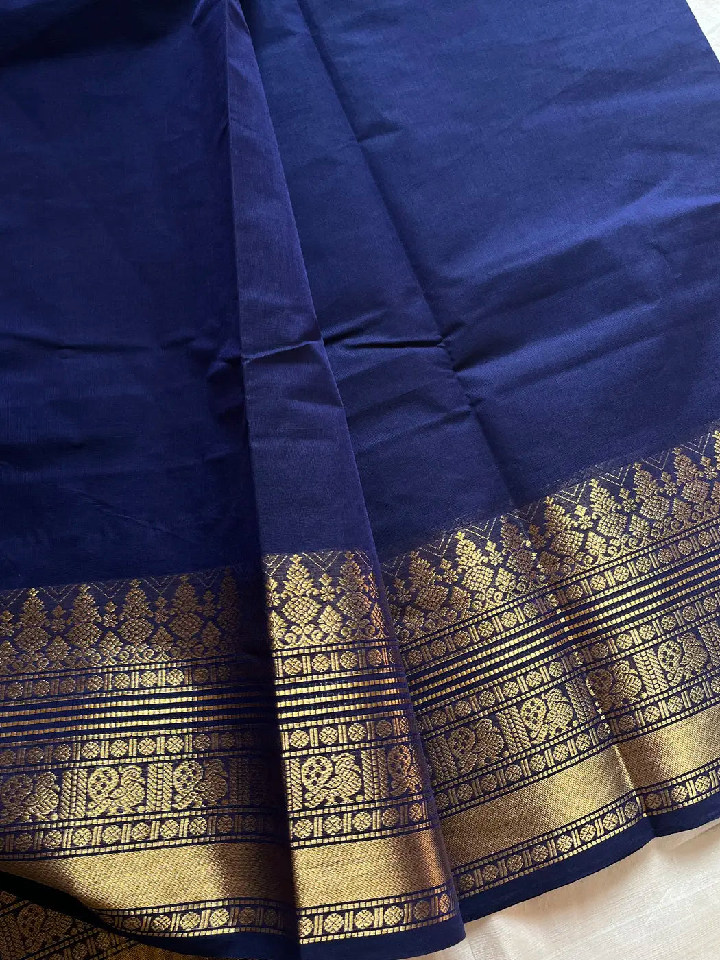 Subtle Weaves | Navy Blue Kanchi Cotton Saree