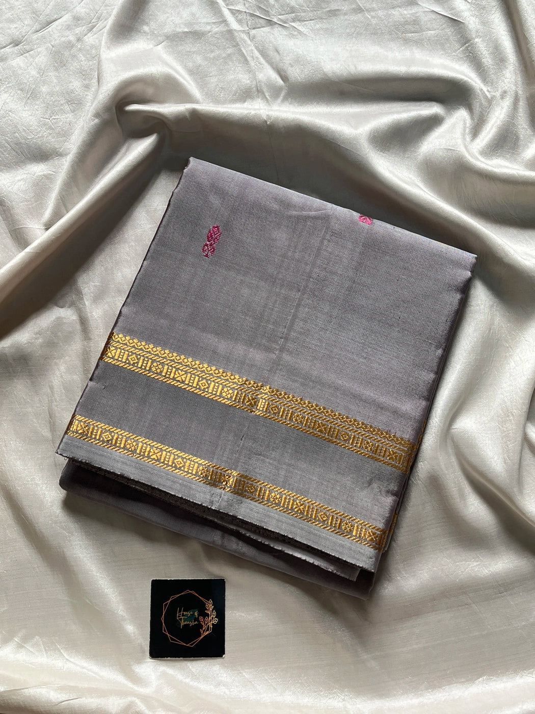 Vegan Silks | Chinnalampattu Saree – Pastel Grey