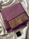 Pastel Lavender Chettinadu Cotton Saree with Dark Magenta Zari Border – House of Thansha