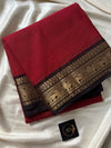 Subtle Weaves | Red Chettinadu Cotton Saree – Brown Border