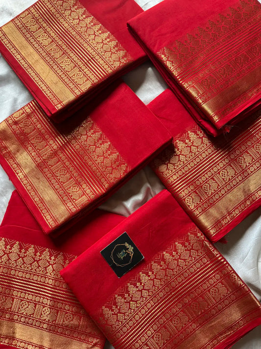 Subtle Weaves | Red Kanchi Cotton Saree